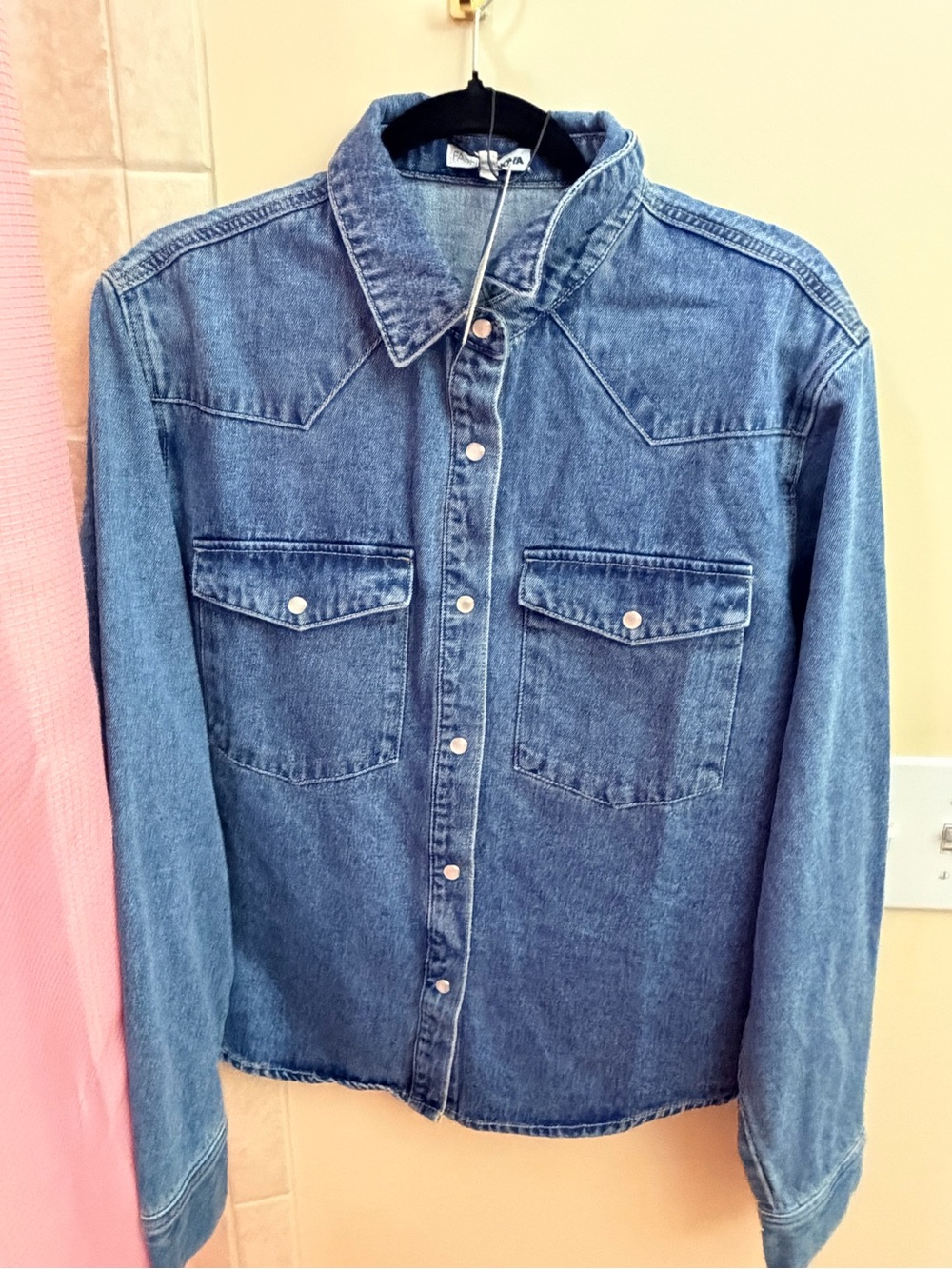Fashion Nova Blue Denim Western Snap Jacket